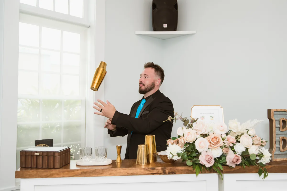Chris Goodnoe working a wedding bar