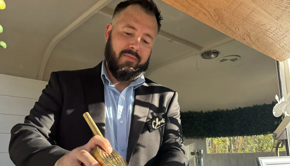 Chris Goodnoe working an event bar