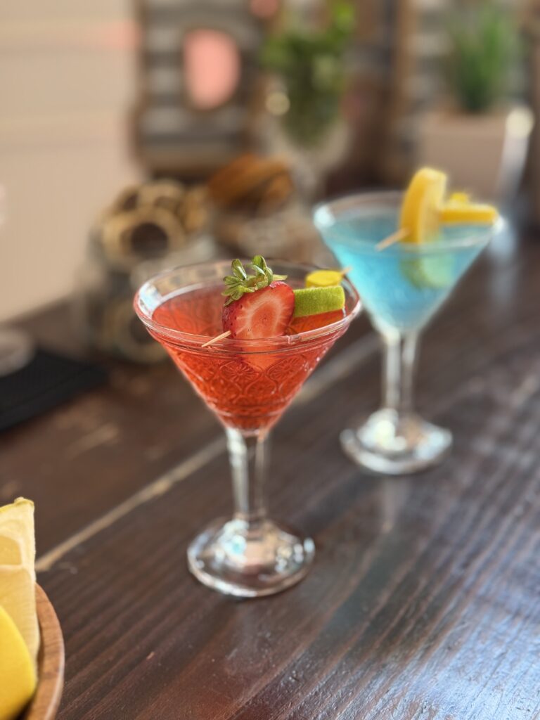 Elegant wedding bar setup with professional mobile bartending service